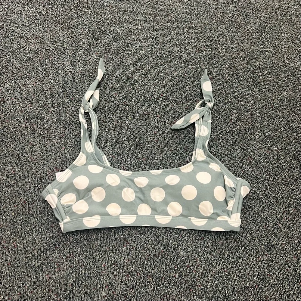 TARGET Green & White Polka Dot Bow Tie Shoulder Retro Bikini Top Removable Cup L - Picture 5 of 16